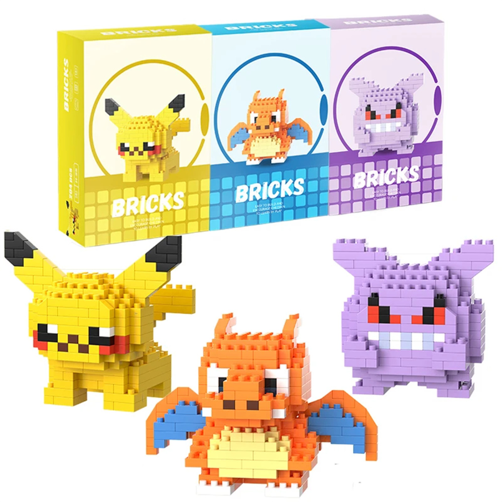 Kids Toys Kit - Pokemon Mikro-Bausteine Pikachu Dragonite Gengar Mini-Bricks