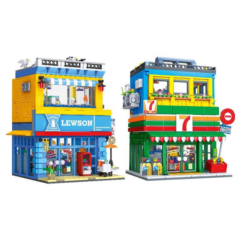 Kids Toys Store - 1263+ Teile Straßenszene Convenience Store MOC