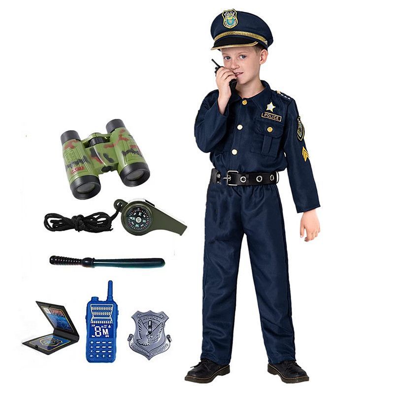 Kids Toys Kit - 3–12 Jahre süßes amerikanisches Kinder-Polizeibeur-Kostüm für