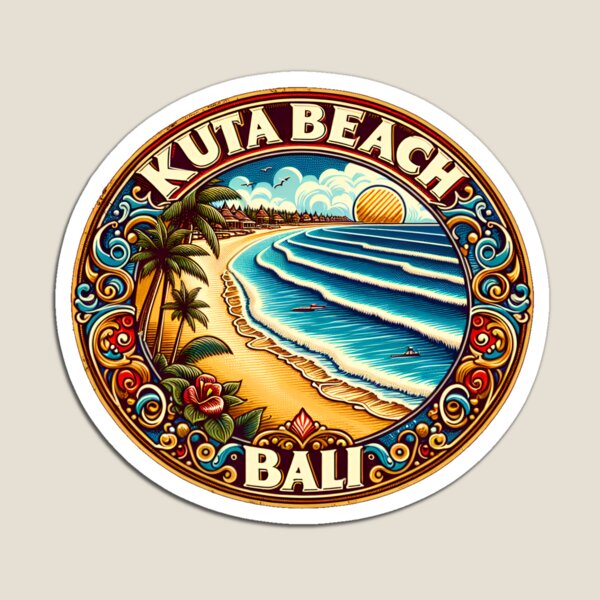 Kids Toys Bali - Kuta Beach Bali Retro Magnet Aufkleber